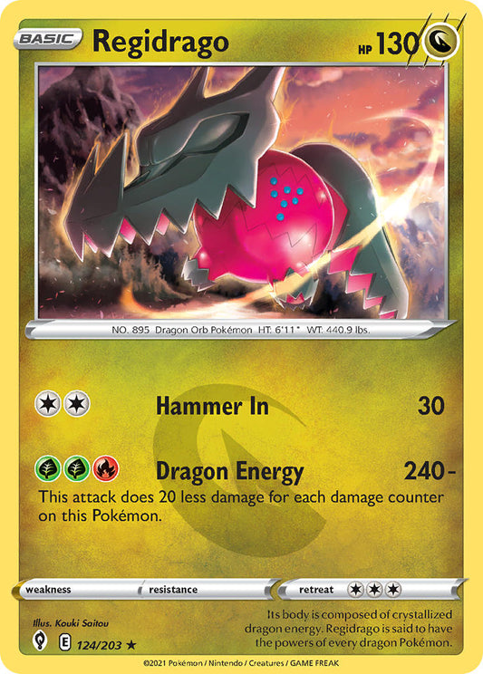 (124/203) Pokemon TCG Evolving Skies Single: Regidrago Reverse Holo Holo Rare