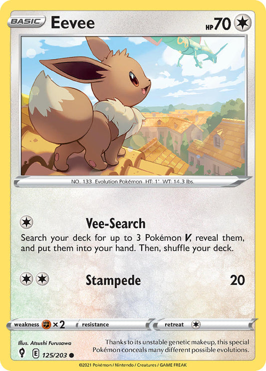 (125/203) Pokemon TCG Evolving Skies Single: Eevee Reverse Holo Common