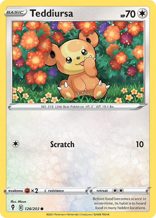 (126/203) Pokemon TCG Evolving Skies Single: Teddiursa  Common
