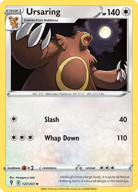 (127/203) Pokemon TCG Evolving Skies Single: Ursaring Reverse Holo Uncommon