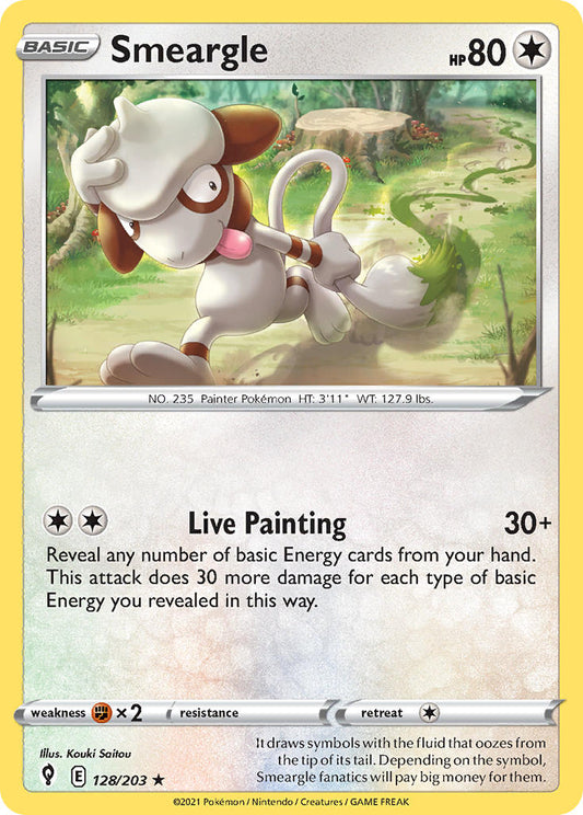 (128/203) Pokemon TCG Evolving Skies Single: Smeargle Reverse Holo Rare
