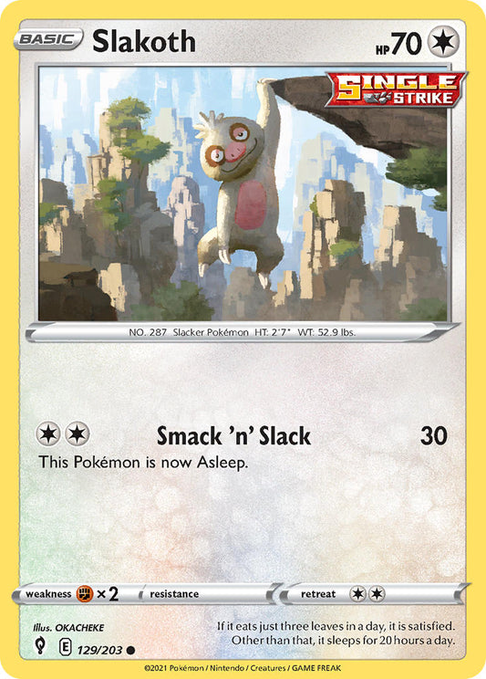 (129/203) Pokemon TCG Evolving Skies Single: Slakoth  Common