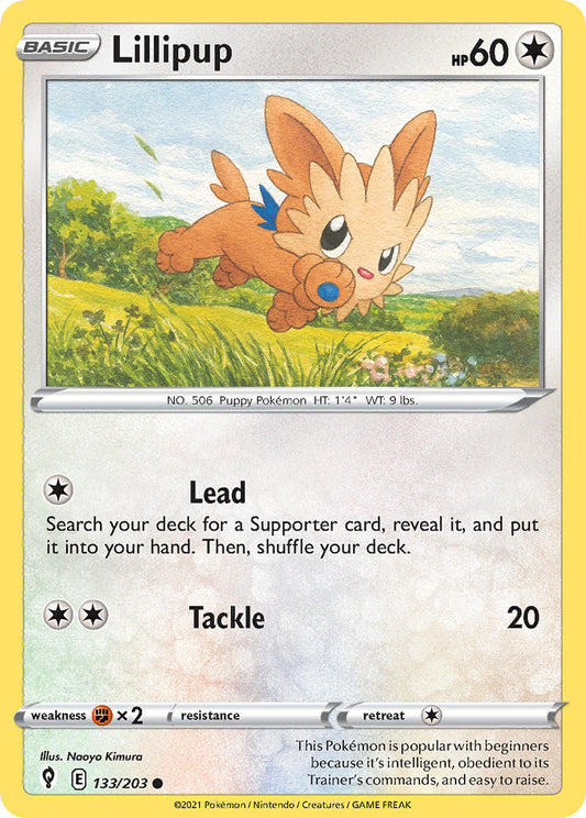 (133/203) Pokemon TCG Evolving Skies Single: Lillipup Reverse Holo Common