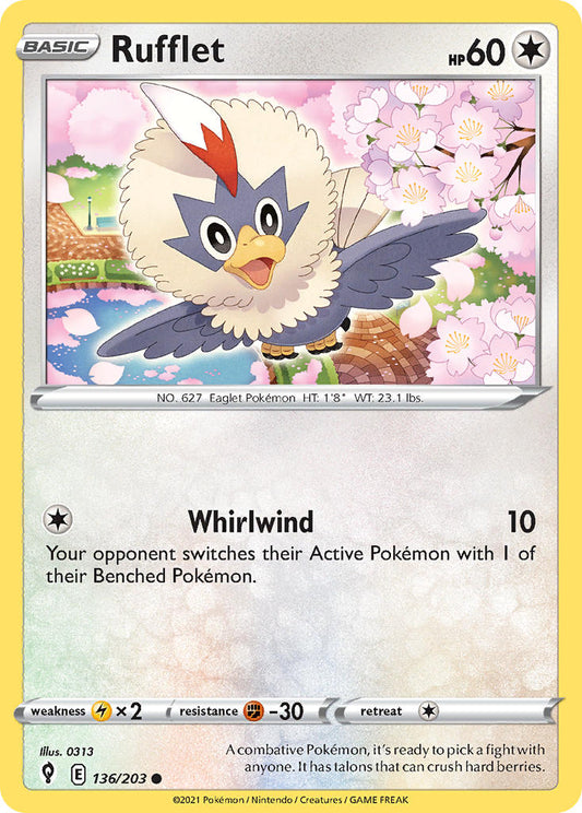(136/203) Pokemon TCG Evolving Skies Single: Rufflet Reverse Holo Common
