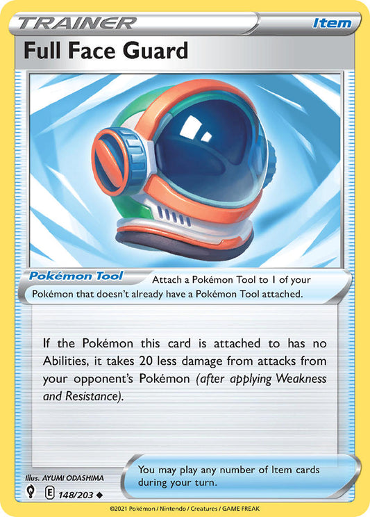 (148/203) Pokemon TCG Evolving Skies Single: Full Face Guard Reverse Holo Uncommon