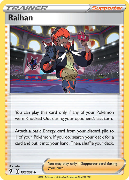 (152/203) Pokemon TCG Evolving Skies Single: Raihan Reverse Holo Uncommon