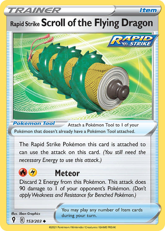 (153/203) Pokemon TCG Evolving Skies Single: Rapid Strike Scroll of the Flying Dragon Reverse Holo Uncommon