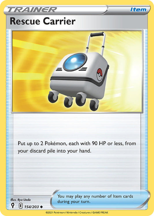 (154/203) Pokemon TCG Evolving Skies Single: Rescue Carrier Reverse Holo Uncommon