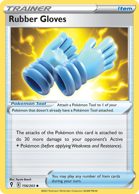 (156/203) Pokemon TCG Evolving Skies Single: Rubber Gloves Reverse Holo Uncommon