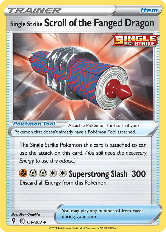 (158/203) Pokemon TCG Evolving Skies Single: Single Strike Scroll of the Fanged Dragon  Uncommon