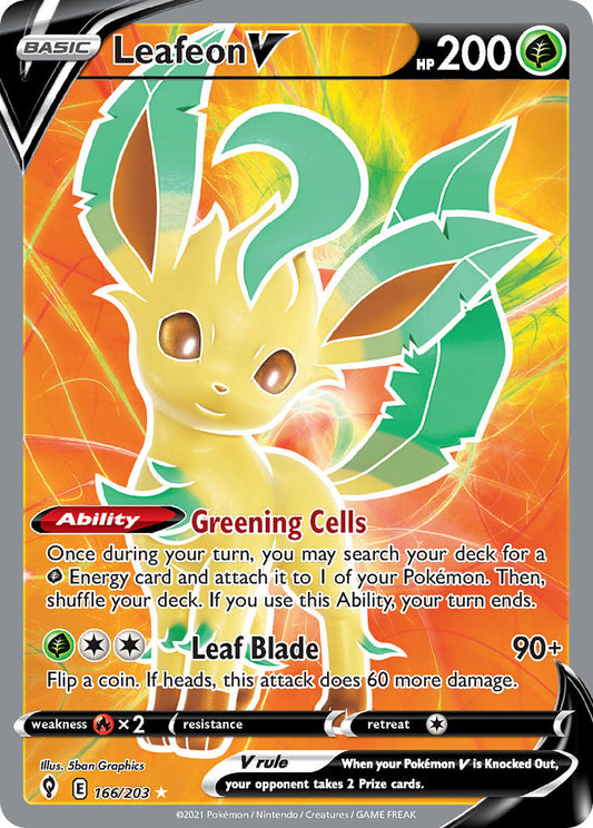(166/203) Pokemon TCG Evolving Skies Single: Leafeon V  Ultra Rare