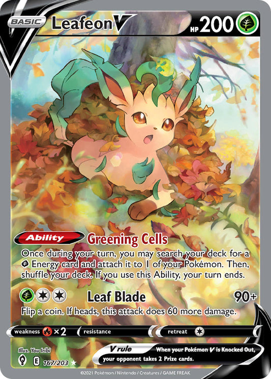 (167/203) Pokemon TCG Evolving Skies Single: Leafeon V  Ultra Rare