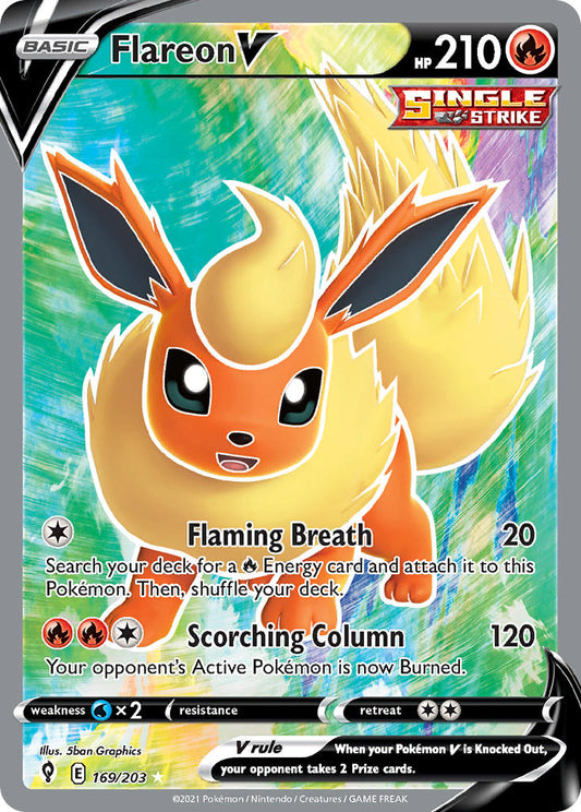 (169/203) Pokemon TCG Evolving Skies Single: Flareon V  Ultra Rare