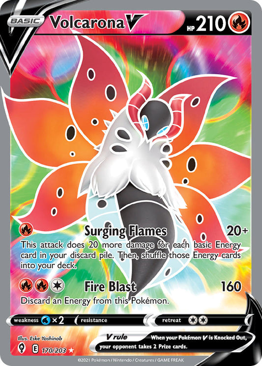 (170/203) Pokemon TCG Evolving Skies Single: Volcarona V  Ultra Rare