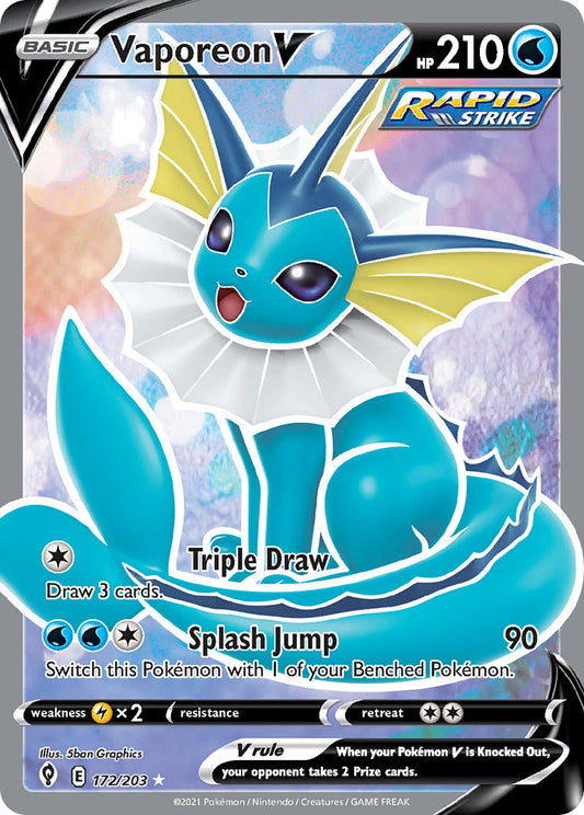 (172/203) Pokemon TCG Evolving Skies Single: Vaporeon V  Ultra Rare