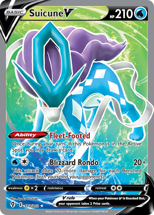 (173/203) Pokemon TCG Evolving Skies Single: Suicune V  Ultra Rare