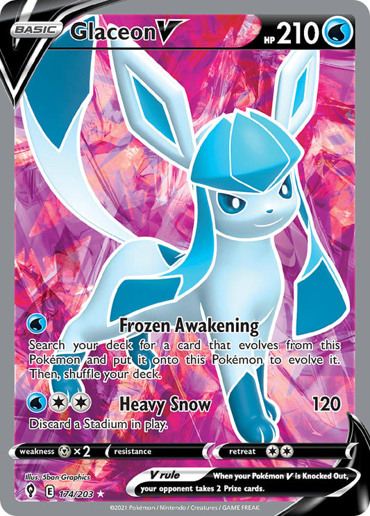 (174/203) Pokemon TCG Evolving Skies Single: Glaceon V  Ultra Rare