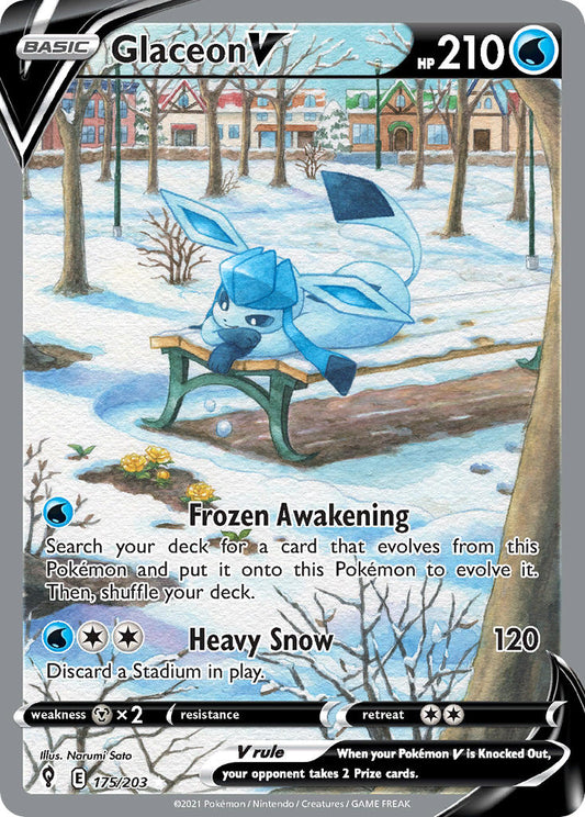 (175/203) Pokemon TCG Evolving Skies Single: Glaceon V  Ultra Rare
