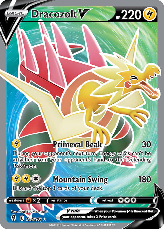(178/203) Pokemon TCG Evolving Skies Single: Dracozolt V  Ultra Rare