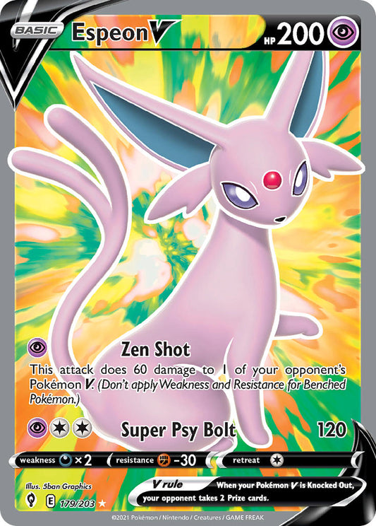 (179/203) Pokemon TCG Evolving Skies Single: Espeon V  Ultra Rare