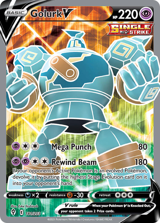 (181/203) Pokemon TCG Evolving Skies Single: Golurk V  Ultra Rare
