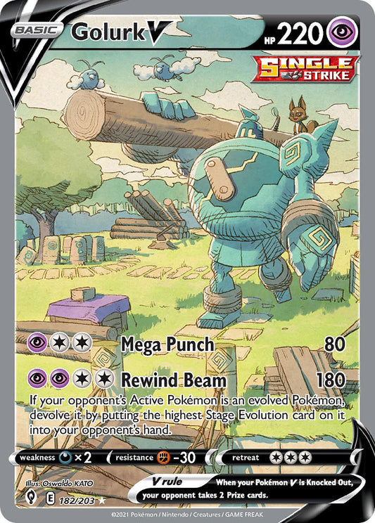 (182/203) Pokemon TCG Evolving Skies Single: Golurk V  Ultra Rare