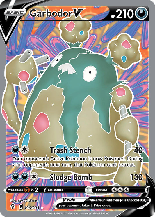 (190/203) Pokemon TCG Evolving Skies Single: Garbodor V  Ultra Rare
