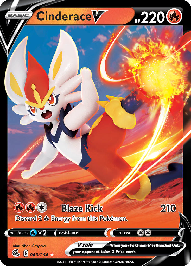 (043/264) Pokemon TCG Fusion Strike Single: Cinderace V  Promo