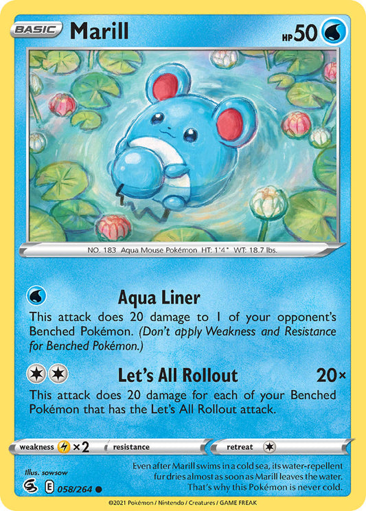 (058/264) Pokemon TCG Fusion Strike Single: Marill Reverse Holo Common