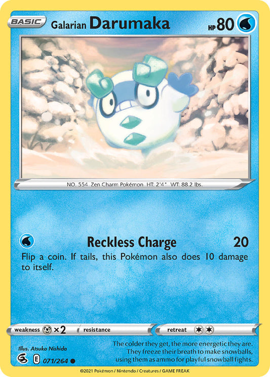 (071/264) Pokemon TCG Fusion Strike Single: Galarian Darumaka Reverse Holo Common
