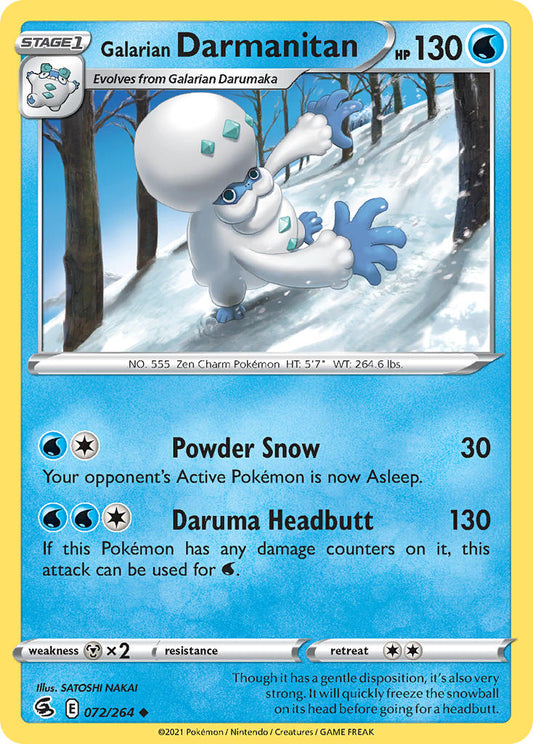 (072/264) Pokemon TCG Fusion Strike Single: Galarian Darmanitan  Uncommon