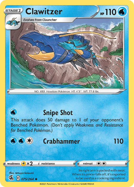(075/264) Pokemon TCG Fusion Strike Single: Clawitzer  Uncommon