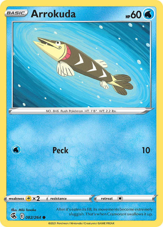 (082/264) Pokemon TCG Fusion Strike Single: Arrokuda Reverse Holo Common