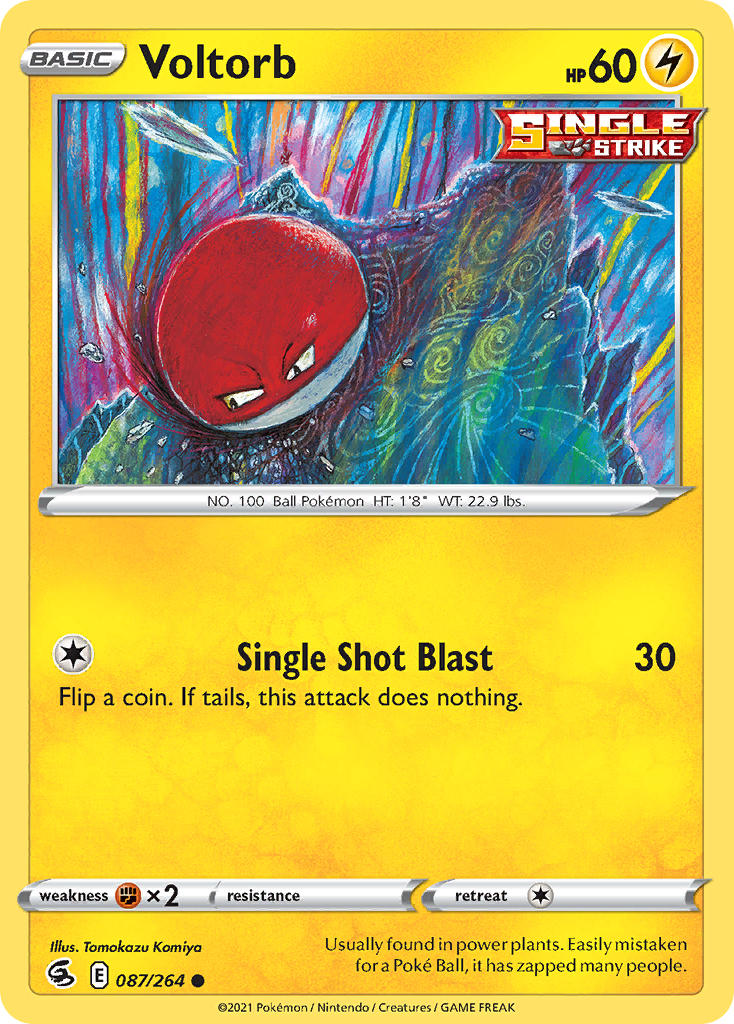 (087/264) Pokemon TCG Fusion Strike Single: Voltorb Reverse Holo Common