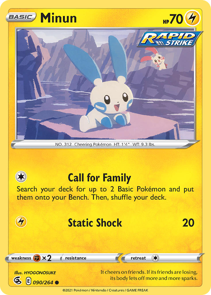 (090/264) Pokemon TCG Fusion Strike Single: Minun Reverse Holo Common