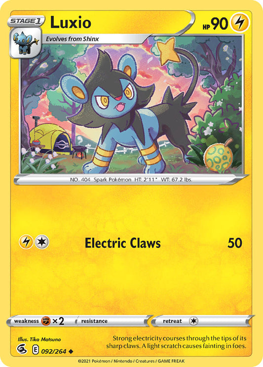 (092/264) Pokemon TCG Fusion Strike Single: Luxio Reverse Holo Uncommon