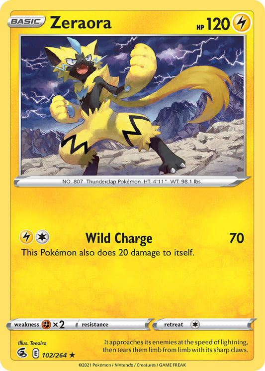 (102/264) Pokemon TCG Fusion Strike Single: Zeraora  Rare