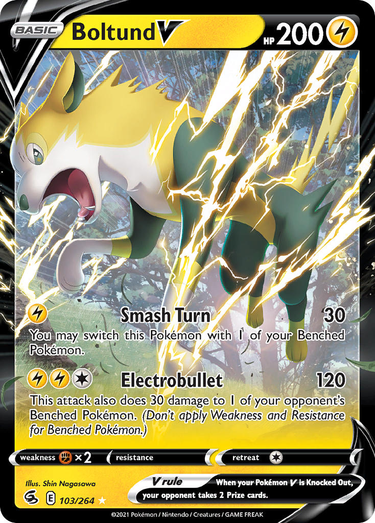 (103/264) Pokemon TCG Fusion Strike Single: Boltund V  Ultra Rare
