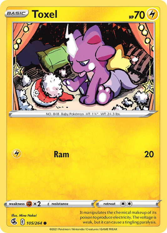 (105/264) Pokemon TCG Fusion Strike Single: Toxel Reverse Holo Common