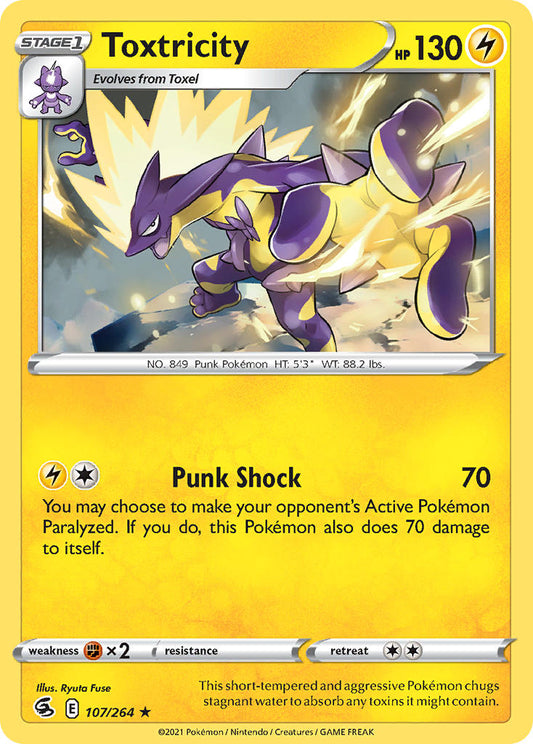 (107/264) Pokemon TCG Fusion Strike Single: Toxtricity Reverse Holo Holo Rare