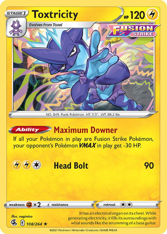 (108/264) Pokemon TCG Fusion Strike Single: Toxtricity  Holo Rare