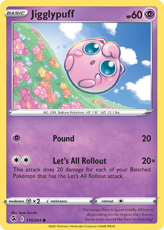 (110/264) Pokemon TCG Fusion Strike Single: Jigglypuff Reverse Holo Common