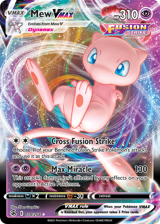 (114/264) Pokemon TCG Fusion Strike Single: Mew VMAX  Ultra Rare