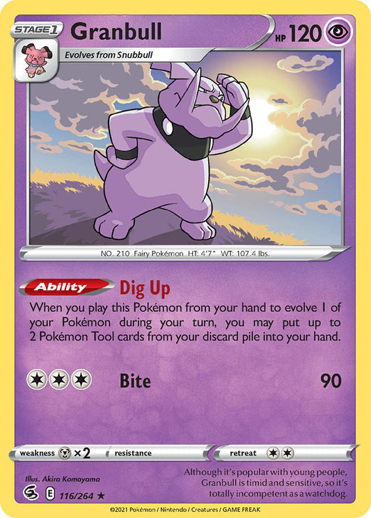(116/264) Pokemon TCG Fusion Strike Single: Granbull Reverse Holo Rare