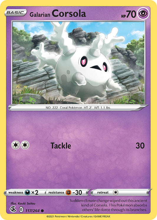 (117/264) Pokemon TCG Fusion Strike Single: Galarian Corsola Reverse Holo Common