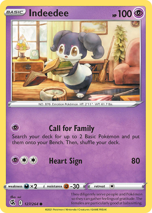 (127/264) Pokemon TCG Fusion Strike Single: Indeedee Reverse Holo Common