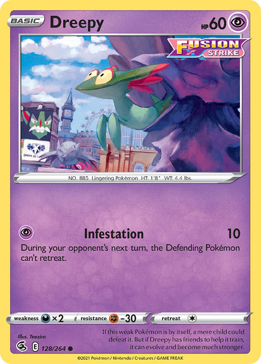 (128/264) Pokemon TCG Fusion Strike Single: Dreepy Reverse Holo Common