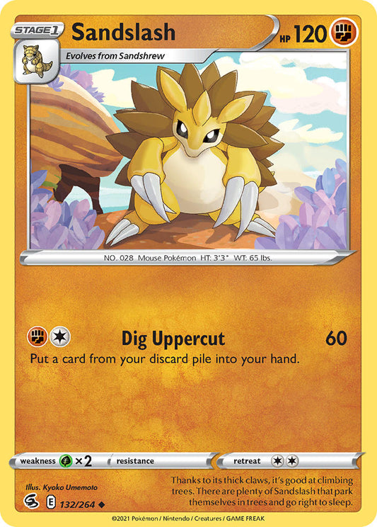 (132/264) Pokemon TCG Fusion Strike Single: Sandslash Reverse Holo Uncommon