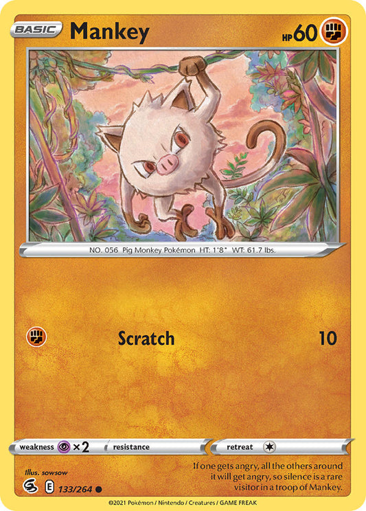 (133/264) Pokemon TCG Fusion Strike Single: Mankey  Common