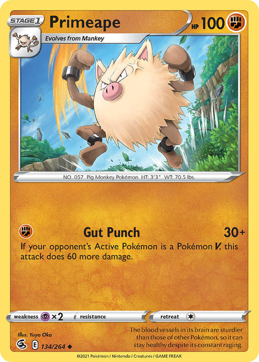 (134/264) Pokemon TCG Fusion Strike Single: Primeape Reverse Holo Uncommon